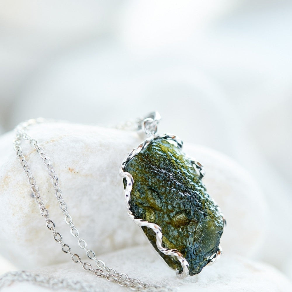 Real Moldavite Crystal Necklace