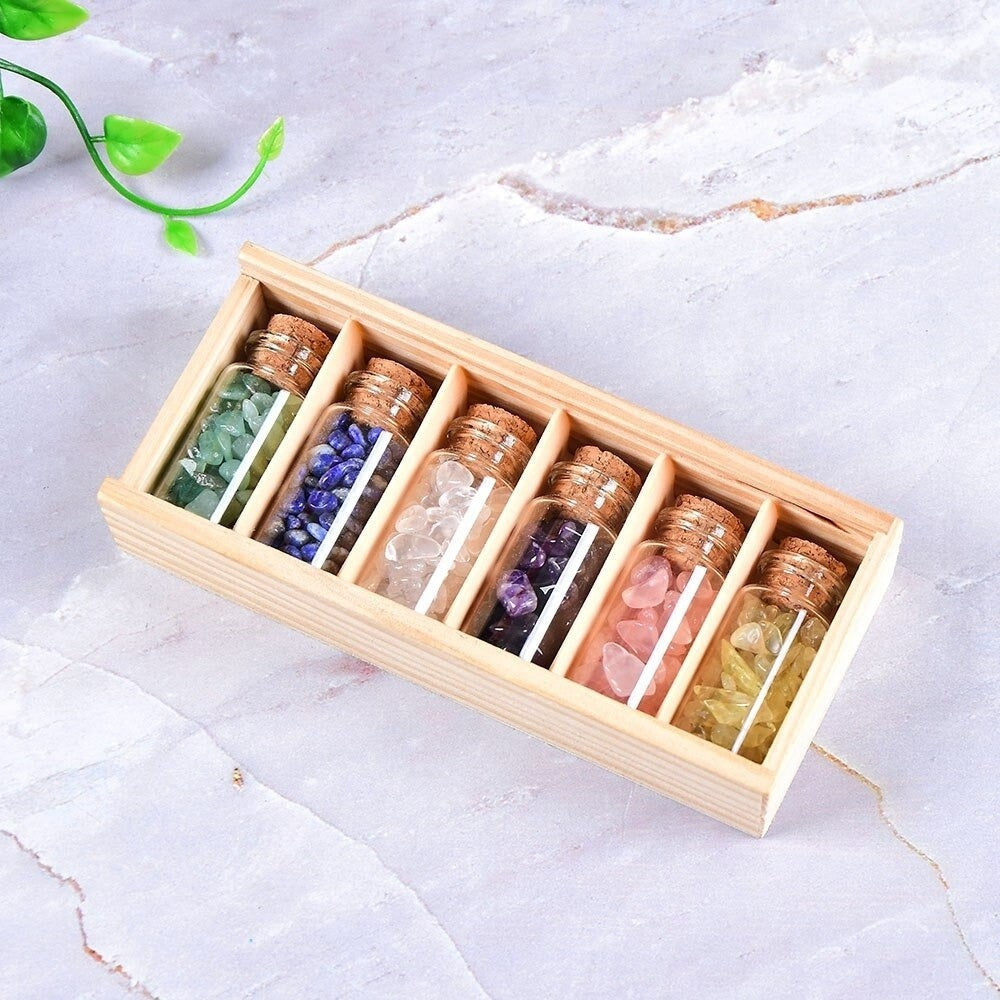 Natural Gemstone Glass Bottle Decor Set