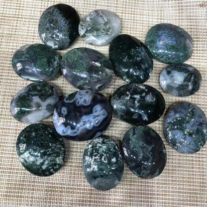 Green Moss Agate Palm Stones