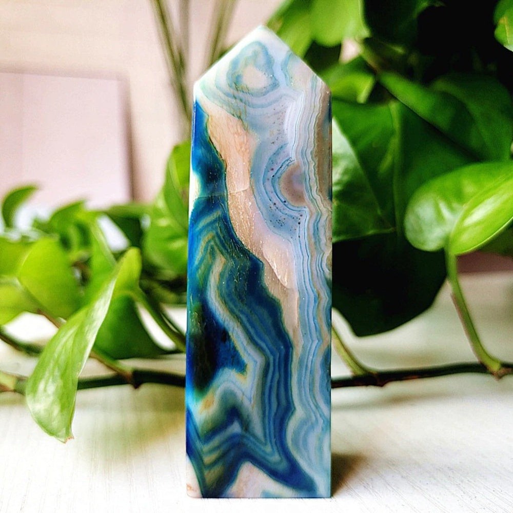 Mesmerizing Blue Silk Agate Crystal Point