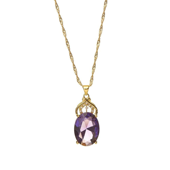 Gold Amethyst Crystal Necklace