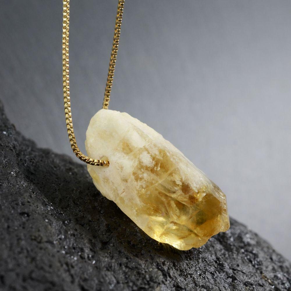 Raw Citrine Crystal Pendant Necklace