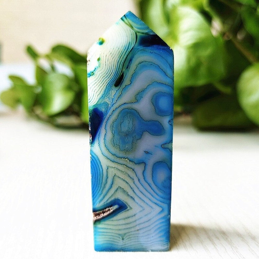 Mesmerizing Blue Silk Agate Crystal Point