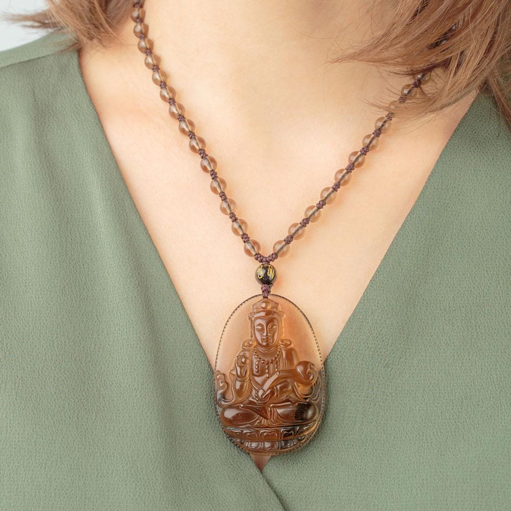 Natural Ice Obsidian Guanyin Necklace