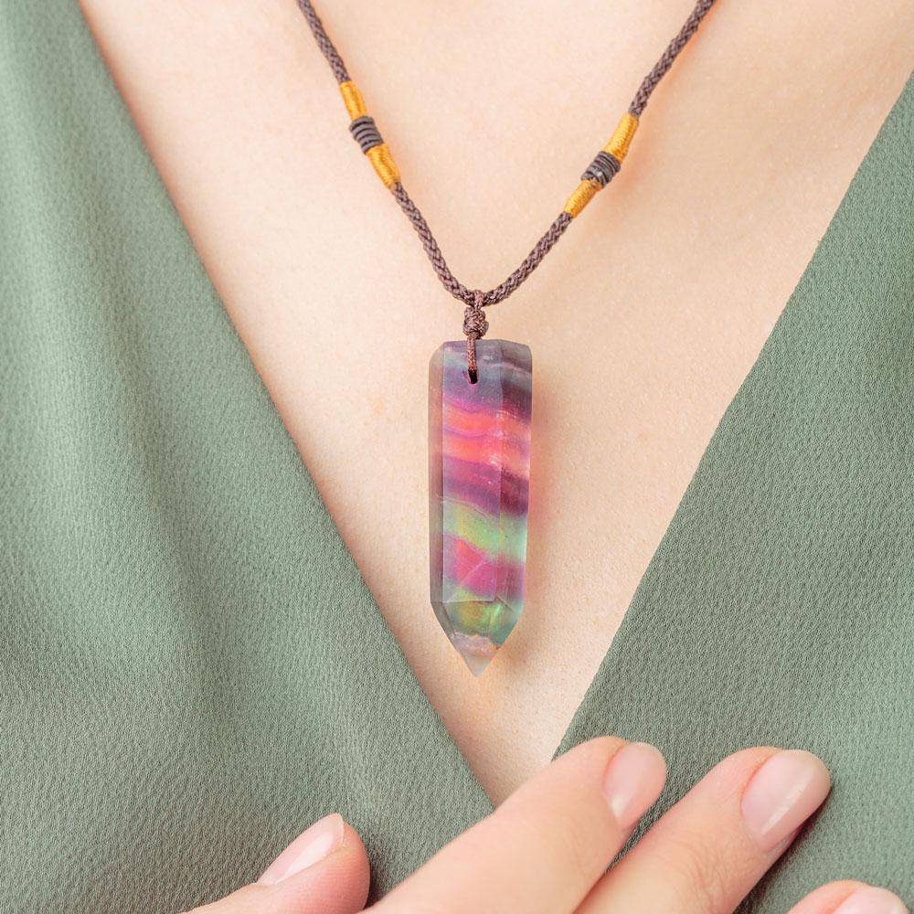 Pure Fluorite Wand Necklace