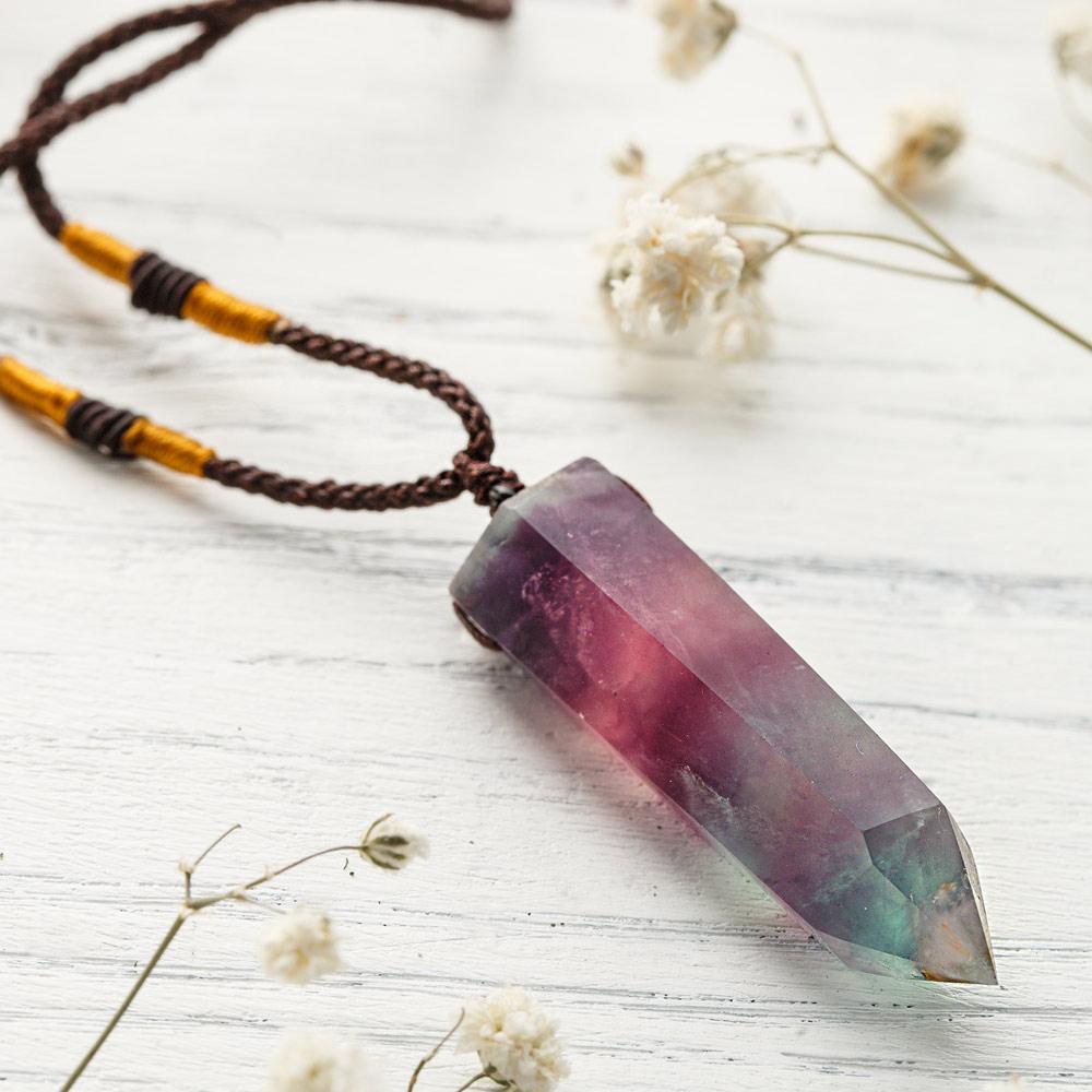 Pure Fluorite Wand Necklace