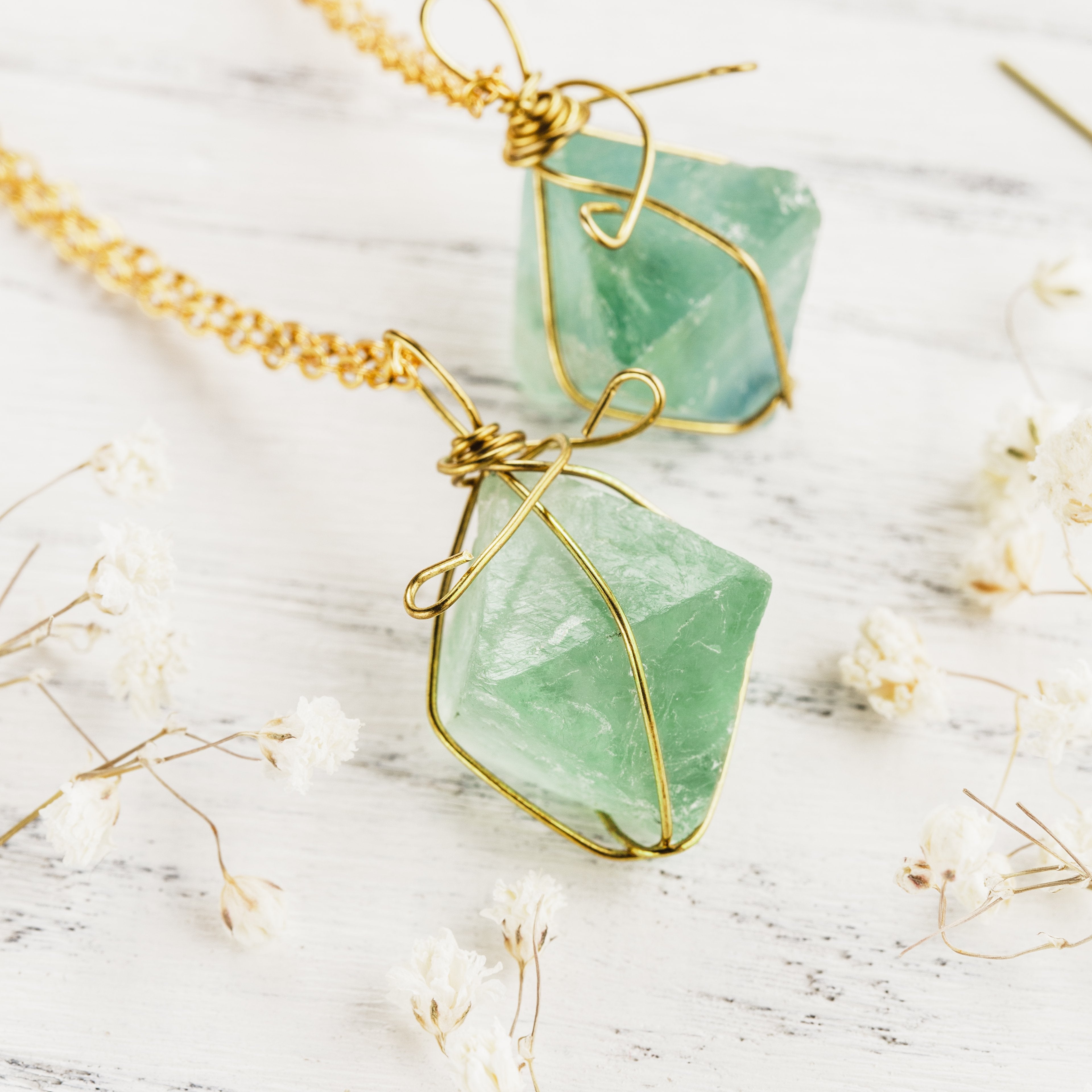 Octahedron Green Fluorite Necklace