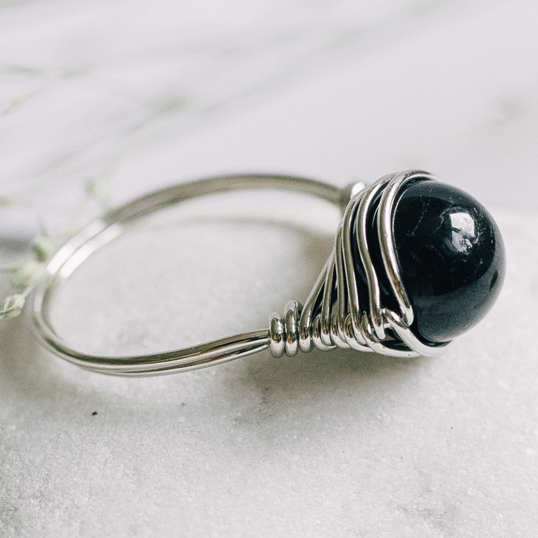 Natural Black Tourmaline Ring