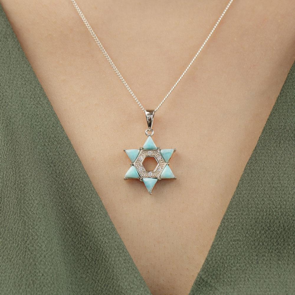 Shining Larimar Star Necklace