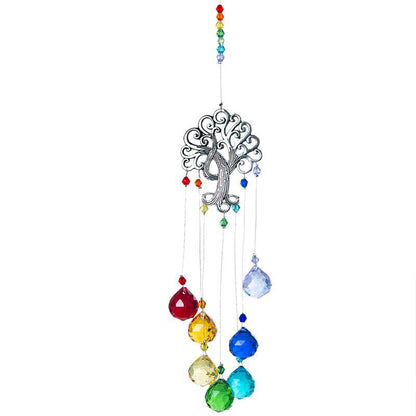 Crystal Glass Tree of Life Wind Chime - Home Decoration 