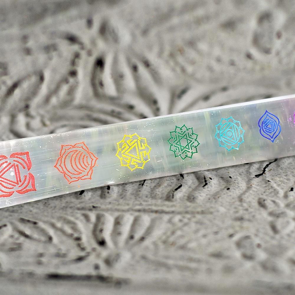 Selenite 7 Chakra Wand